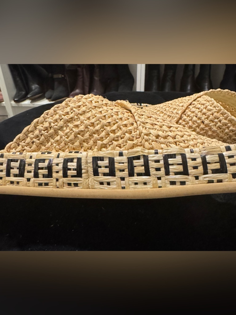 Fendi Beige Raffia Slide Sandals - Picture 5 of 8